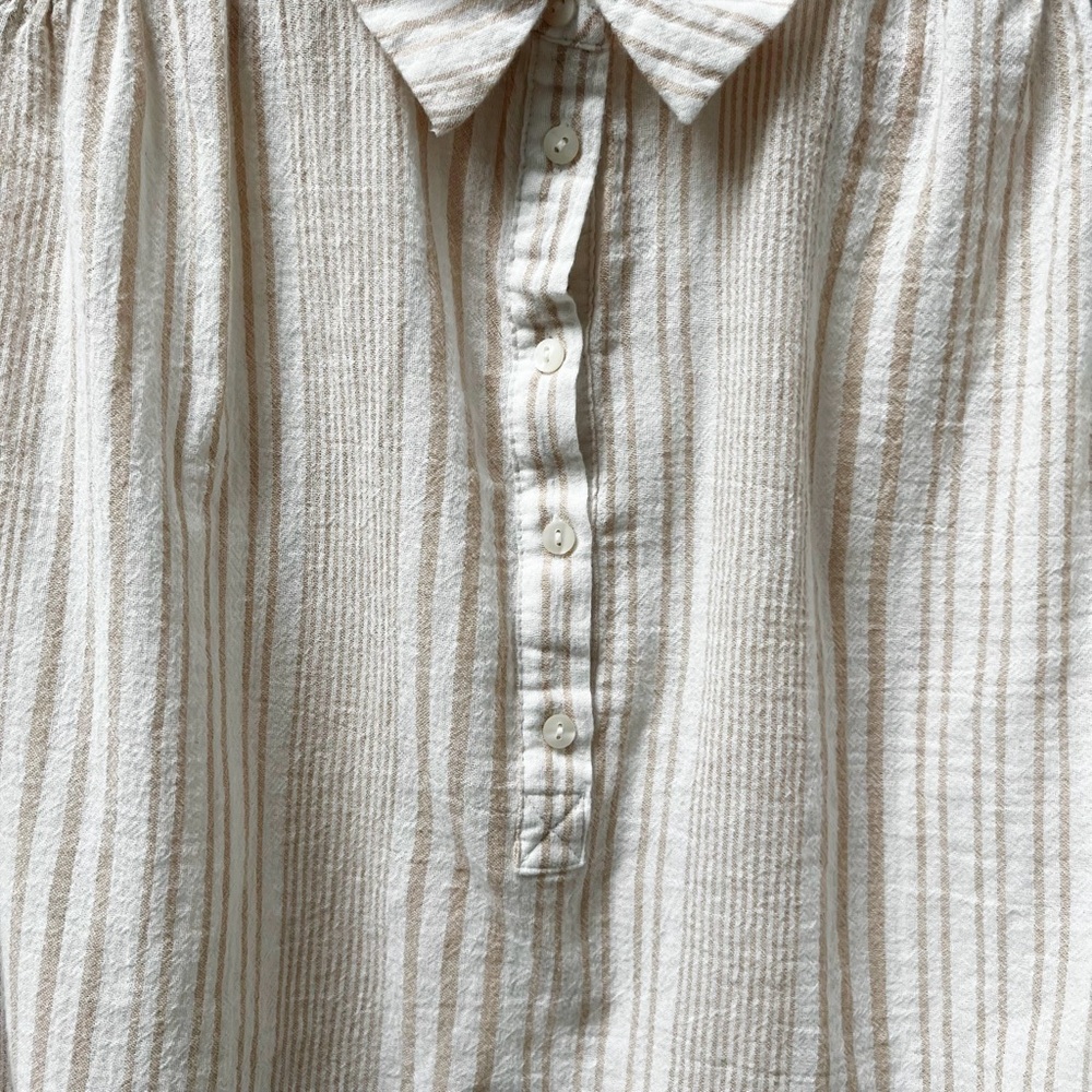 Madewell Gauze Popover Shirt Drop-Shoulder M White Mix Stripe Earthen Flowy - Picture 5 of 10